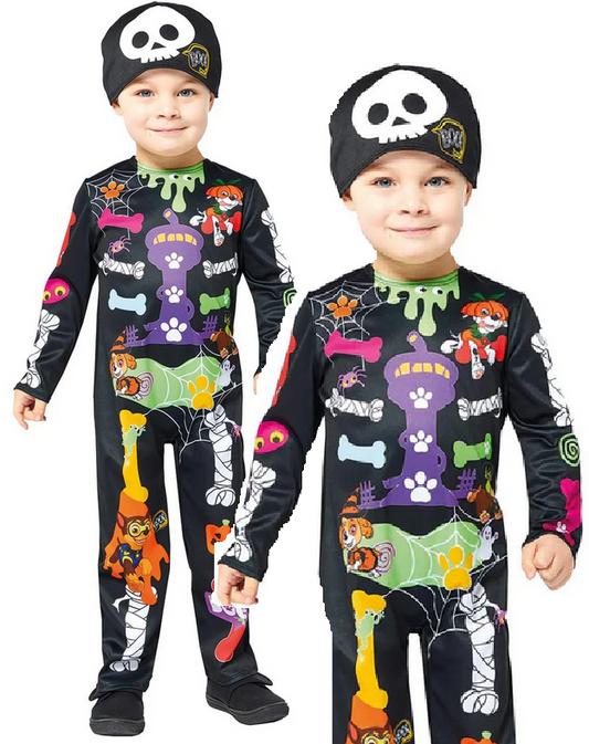 Paw Patrol Skeleton Halloween Toddlers Fancy Dress Costume Boys Girls Age 1-6