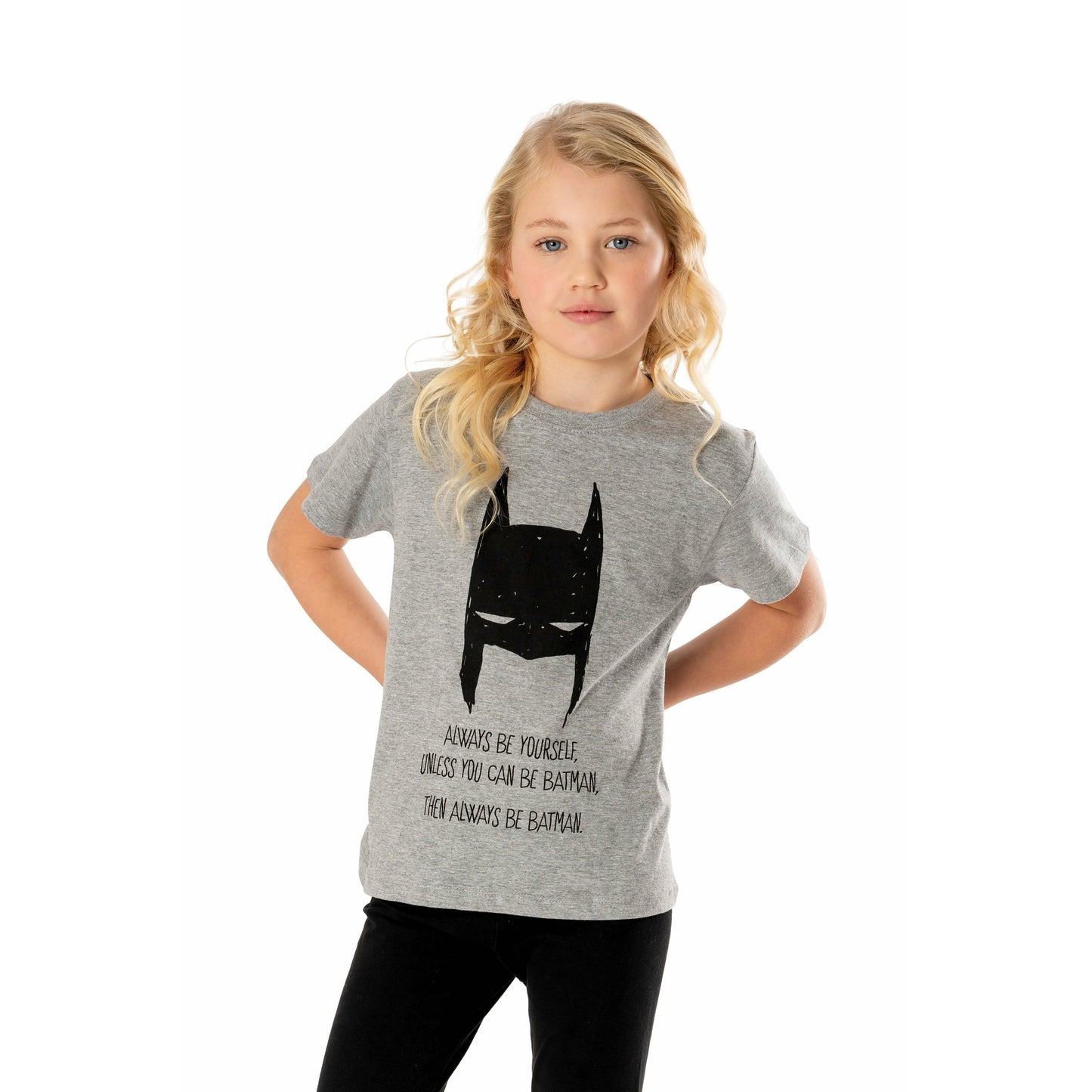 Batman Kids Grey Marl Mask T-Shirt