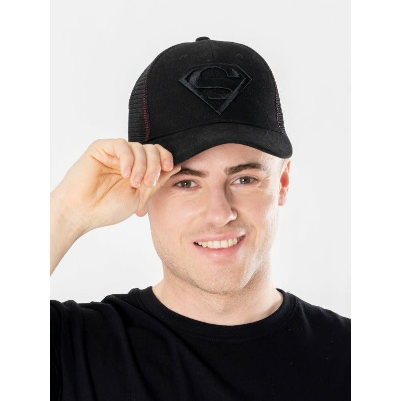 Superman Black Trucker Cap