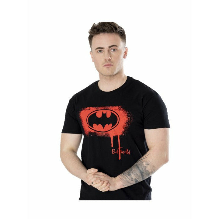 Batman Mens Black Spray Paint Unisex T-Shirt