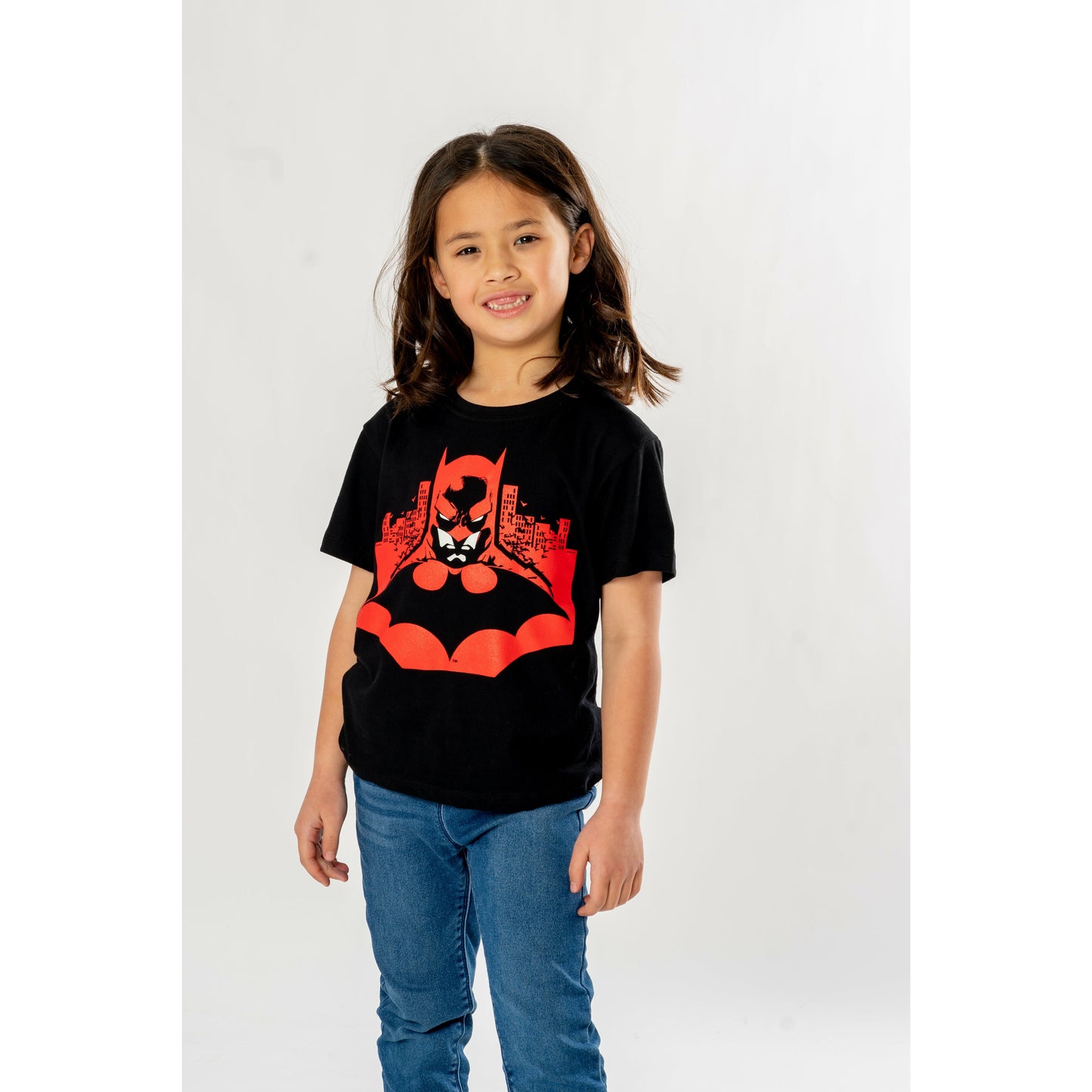 Batman Kids Black Gotham Skyline T-Shirt