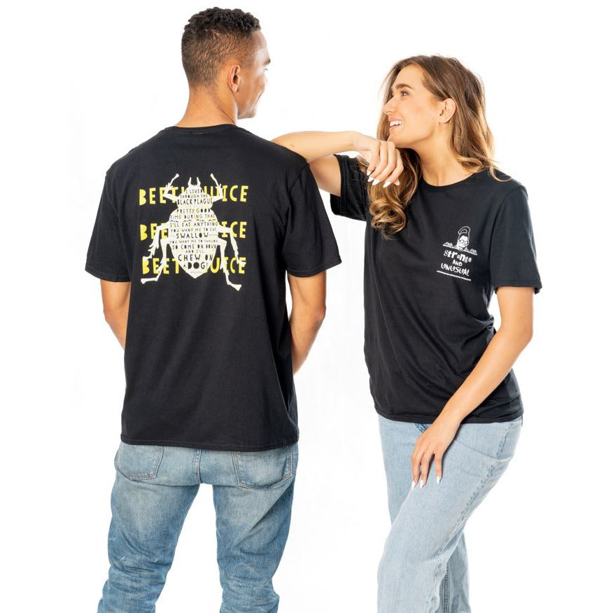 Beetlejuice Adult Unisex Black Front and Back Strange T-Shirt