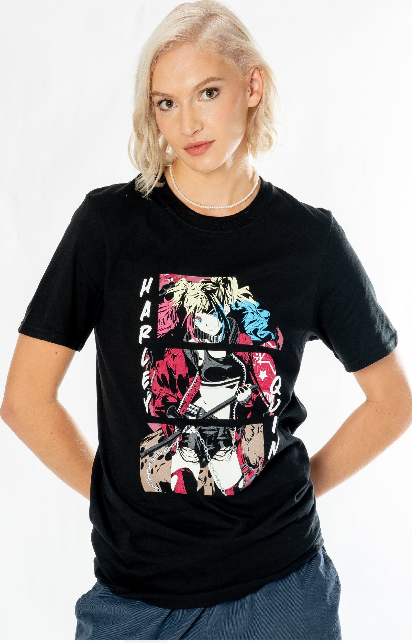 Harley Quinn Joker Black Adult Anime Diamond T-Shirt