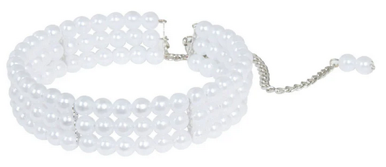 Pearl Choker Ladies White Flapper 1920s Necklace Fancy Dress Accessory