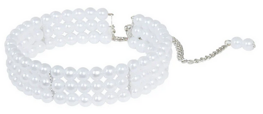 Pearl Choker Ladies White Flapper 1920s Necklace Fancy Dress Accessory