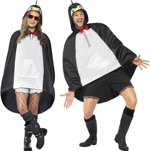 Penguin Poncho Raincoat Waterproof Animal Fancy Dress Outfit Festival