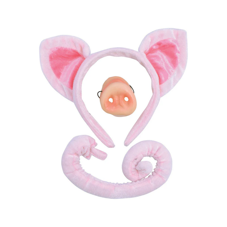 Pig Set Childrens Fancy Dress Latex Nose Book Day Accessory Boys Girls