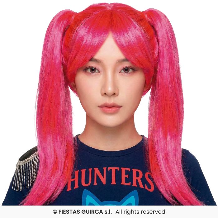 Pink Pigtail Wig Fancy Japanese Pop Star Wig Ladies Fancy Dress Accessory