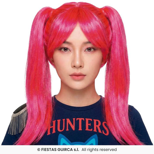 Pink Pigtail Wig Fancy Japanese Pop Star Wig Ladies Fancy Dress Accessory