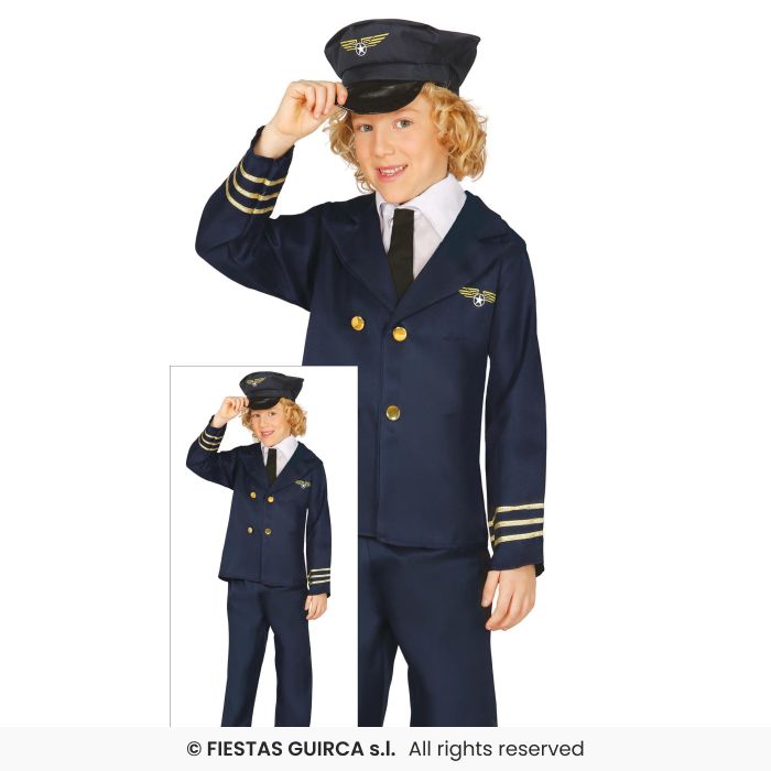 Pilot Boys Occupations Fancy Dress Costume Captain Outfit Age 3-12