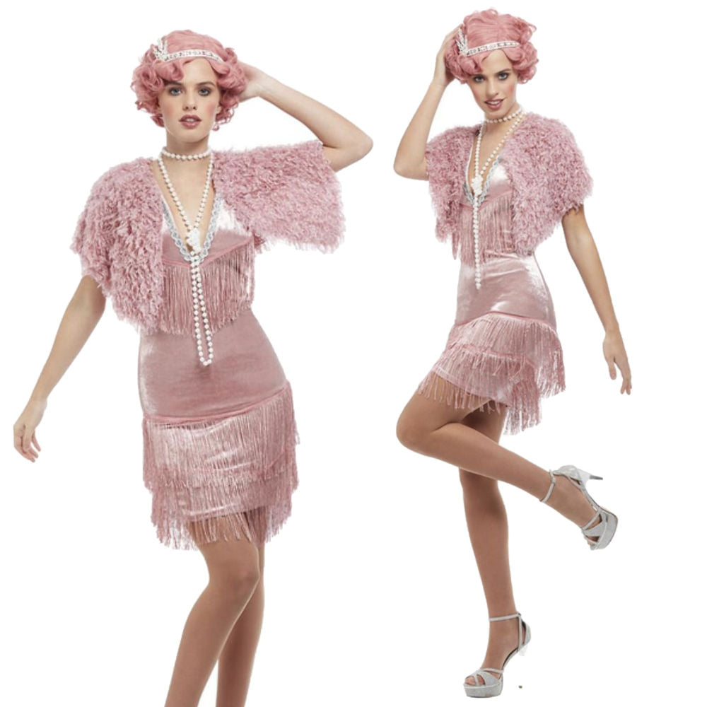 Deluxe 20s Vintage Pink Flapper Costume