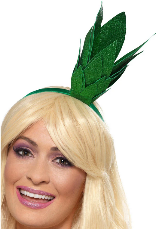 Pineapple Stalk Glitter Headband Green Adults Fancy Dress Accessory
