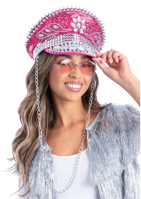 Fever Deluxe Sequin Studded Captains Hat Festival Carnival Fancy Dress