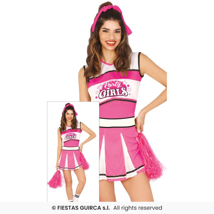 Pink Cheerleader Ladies American High School Fancy Dress Costume Adults UK 8-18