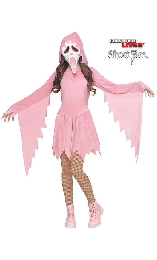 Ghost Face Scream Costume Fun World Official Girls Scream Fancy Dress + Mask