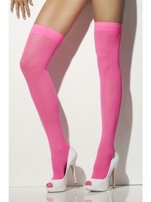 Bright Pink Hold Ups Socks Ladies Neon 80s Fancy Dress Accessory One Size