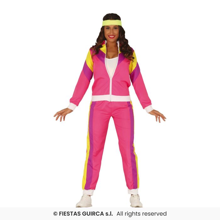Pink Ladies Shellsuit 1980s Retro Tracksuit Fancy Dress 80s Outfit Adults Trackie UK 8-18