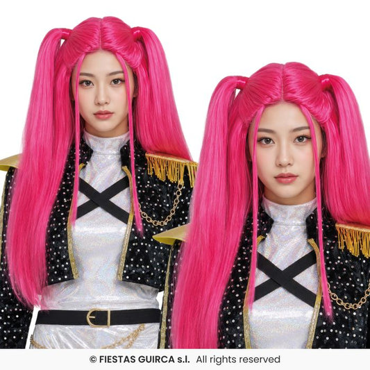 K-pop Pink Charm Wig Ladies Wig Fancy Dress Accessory Japanese Pop Star