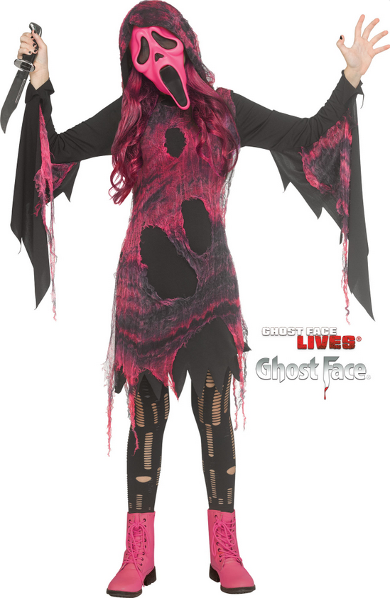 Girls Pink Gauze Ghost Face® Scream Girls Halloween Fancy Dress Costume Fun World