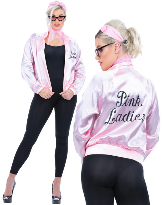 Grease Pink Ladies Jacket + Kit 50s Licensed Fancy Dress Outfit UK 8-18