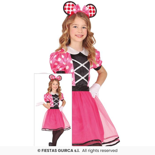 Pink Little Mouse Costume Minnie Fairytale Storybook Fancy Dress Outfit Age 3-12