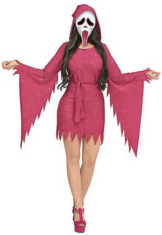 Ghost Face® Hot Pink Glitter Ladies Scream Fancy Dress Costume Fun World Official