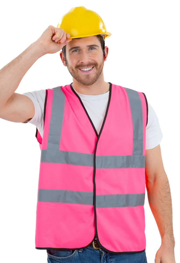 Yellow Or Pink High Vis Vest Adults Builder Safety Vest Mens Ladies Fancy Dress