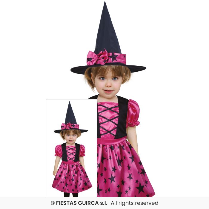 Pink Witch Costume Toddlers Halloween Witches Fancy Dress Outfit Age 1-3