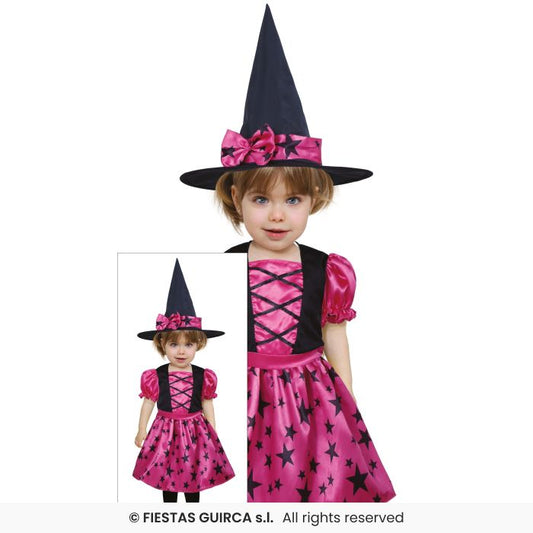 Pink Witch Costume Toddlers Halloween Witches Fancy Dress Outfit Age 1-3