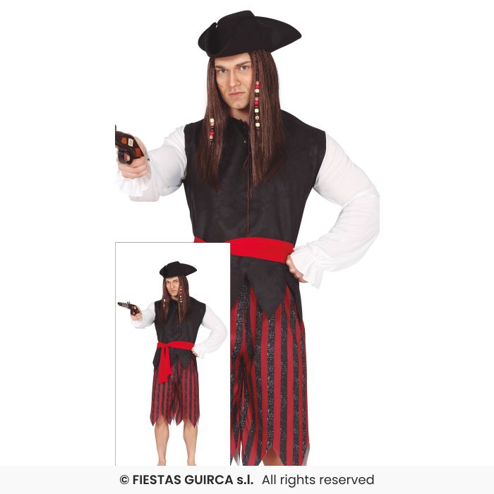 Mens Pirate Captain Costume Deluxe Pirates Outfit Adults Fancy Dress Caribbean