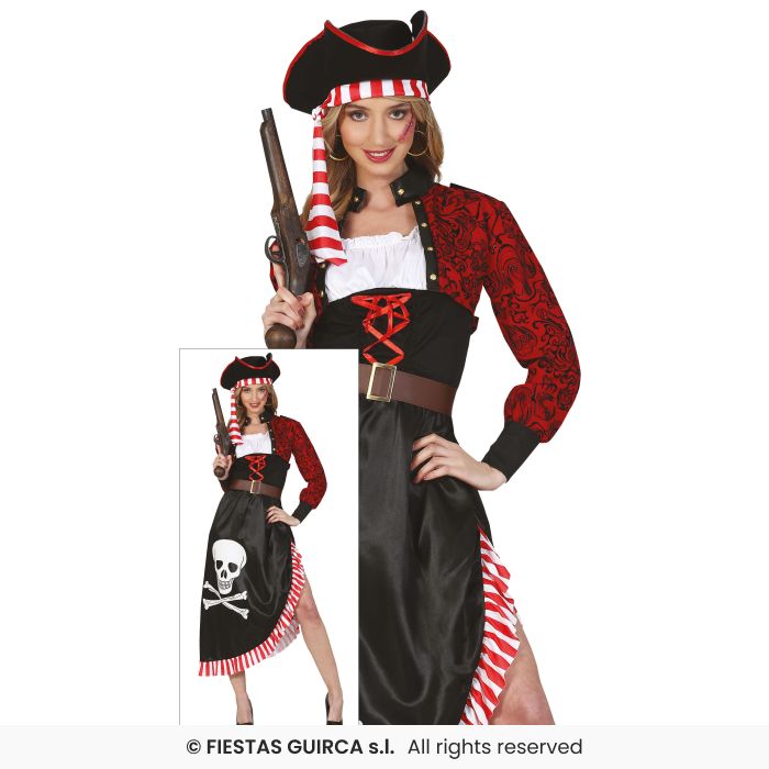 Ladies Skull & Cross Bones Pirate Adults Pirate Halloween Fancy Dress Costume UK 8-18