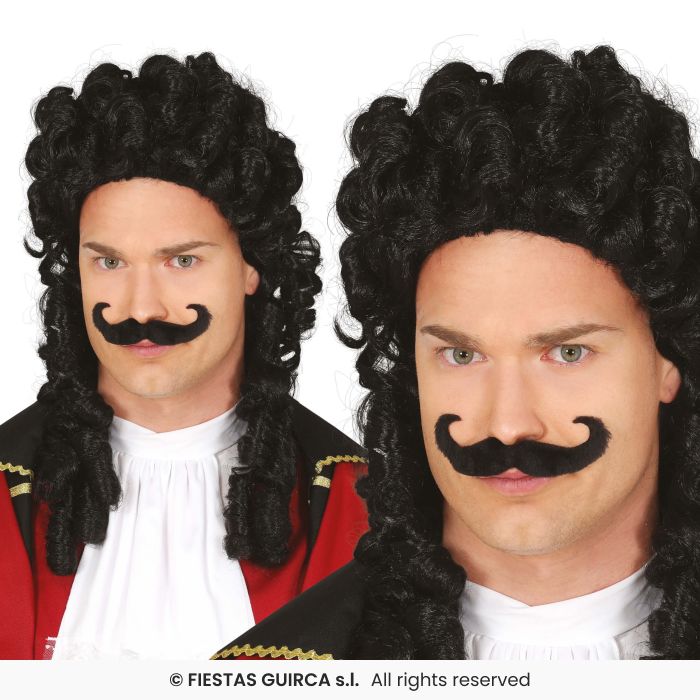 Pirate Captain Wig With Mustache Black Curly Traditional Pirates Wig Fancy Dress