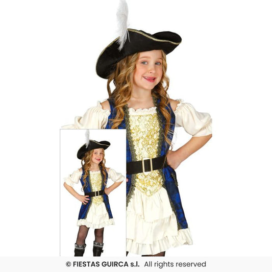 Girls Pirate Captain Costume Kids Pirates Fancy Dress Outfit Deluxe + Hat Age 3-13