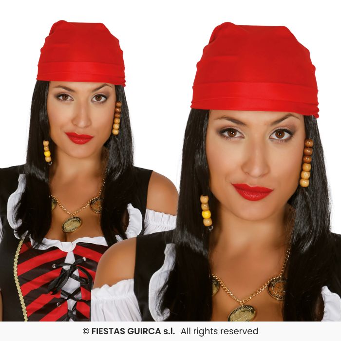 Pirate Wig & Scarf Ladies Fancy Dress Accessory Pirates Braided Wig Adults