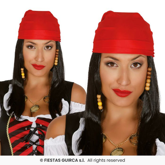 Pirate Wig & Scarf Ladies Fancy Dress Accessory Pirates Braided Wig Adults