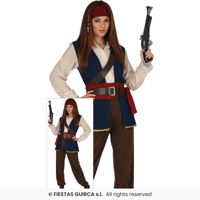 Ladies Pirate Costume Adults Fancy Dress Outfit Pirates Buccanner UK 8-16
