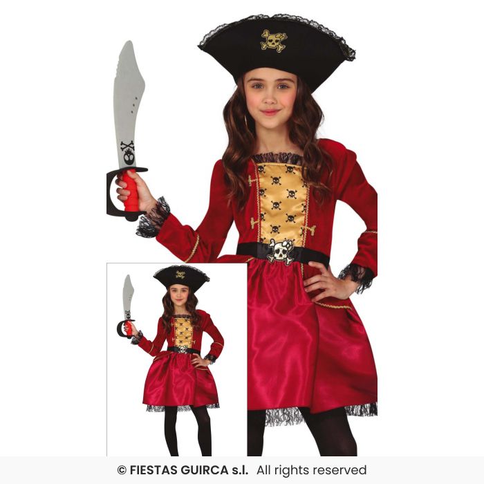 Girls Pirate Deluxe Pirates Fancy Dress Costume + Hat Book Day Kids Outfit Age 3-13