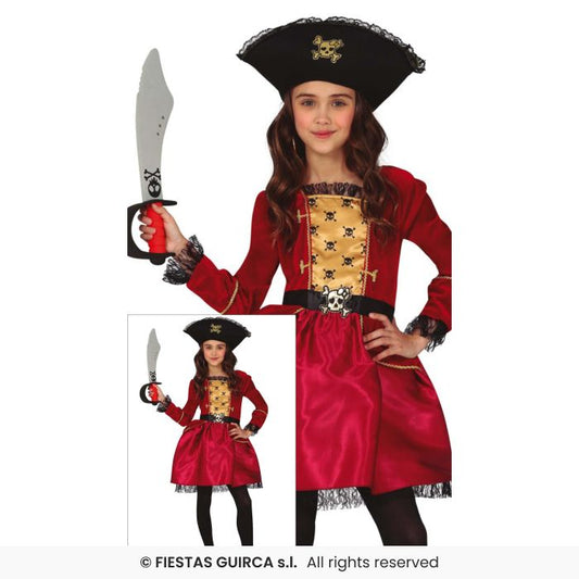 Girls Pirate Deluxe Pirates Fancy Dress Costume + Hat Book Day Kids Outfit Age 3-13