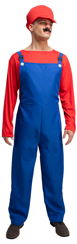 Mario Workman Plumer Costume Adults Fancy Dress Outfit Mens