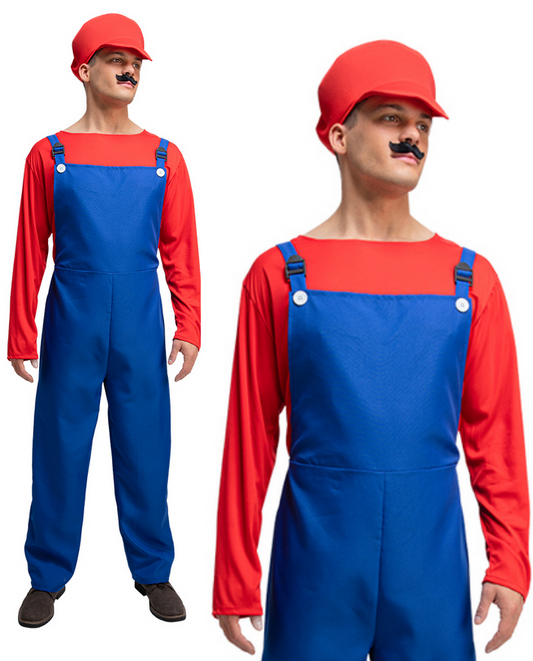 Mario Workman Plumer Costume Adults Fancy Dress Outfit Mens