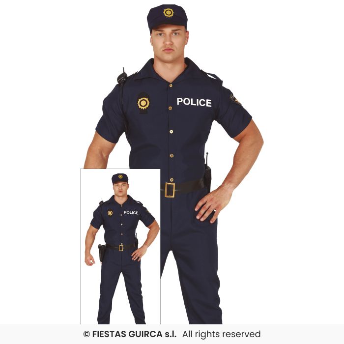 International Policeman Costume Mens Police Officer Fancy Dress Outfit Adults M-XL