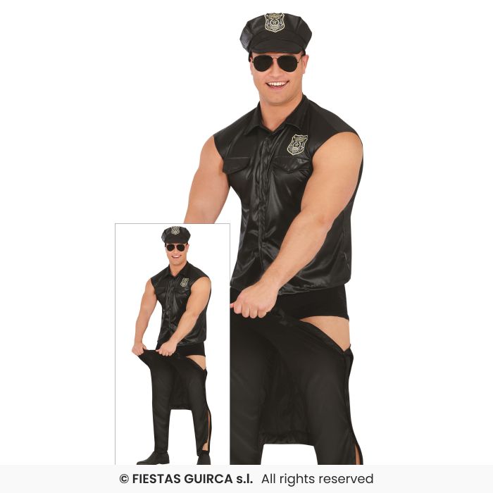 Sexy Police Man Costume Mens Strippers Outfit Adults Fancy Dress M-L