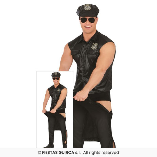 Sexy Police Man Costume Mens Strippers Outfit Adults Fancy Dress M-L