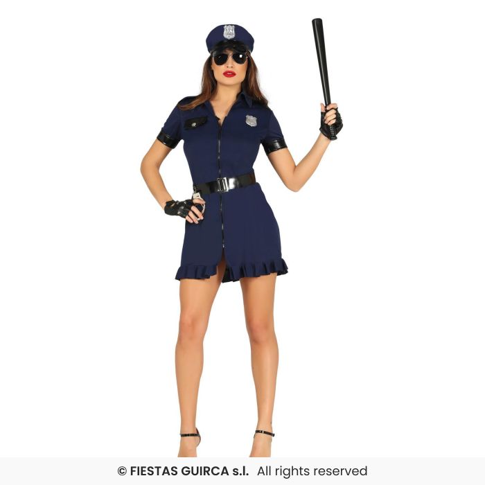 Navy Police Lady Dress Costume Sexy Police Officer Fancy Dress Outfit Adults UK 8-18