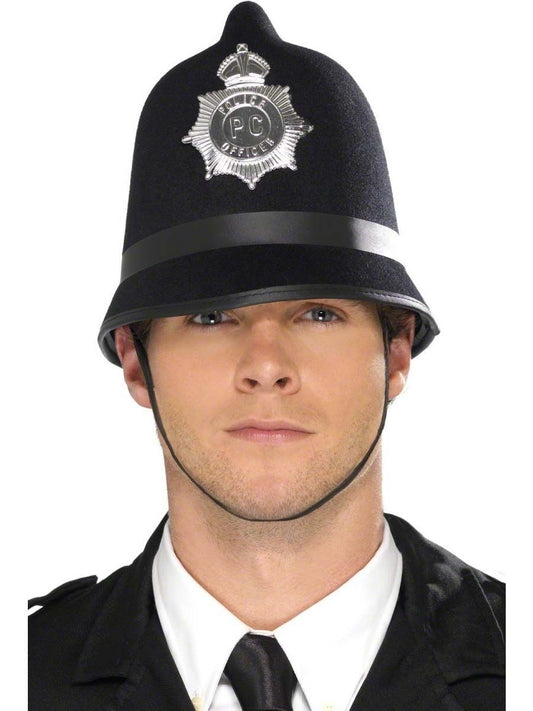 Police Hat London Bobby Traditional Black Felt With Badge Adults Fancy Dress