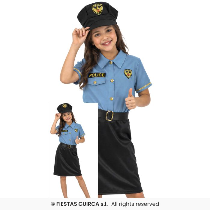 Blue Policewoman Costume Police Officer Girls Fancy Dress Outfit Age 5-12