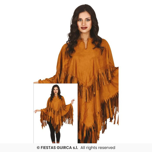 Indian Poncho Wild West Western Cowboy Ladies Indians Fancy Dress Costume