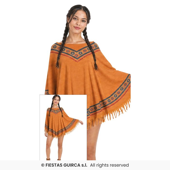 Native Indian Poncho Ladies Wild West Westeron Fancy Dress Accessory
