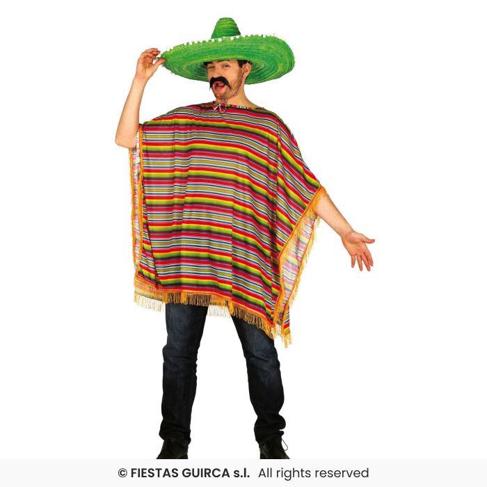 Mexican Poncho Costume Mexico Spanish Party Fancy Dress Outfit Adults Unisex
