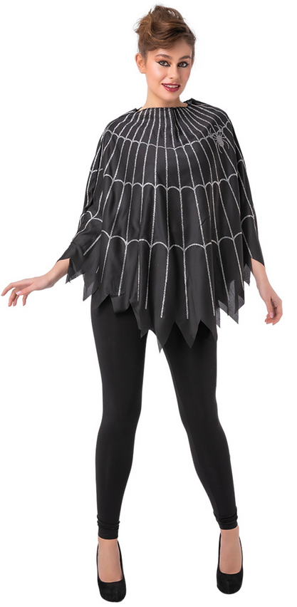 Halloween Poncho Skeleton Spider Fancy Dress Ladies Accessory Adults